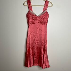 Badgley Mischka Vintage Y2K Pink Silk‎ Dress Size 2